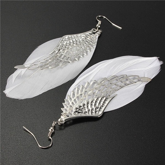 *FREE W/ $20 Purchase* Angel Wing Feather Earrings - Picture 3 of 4